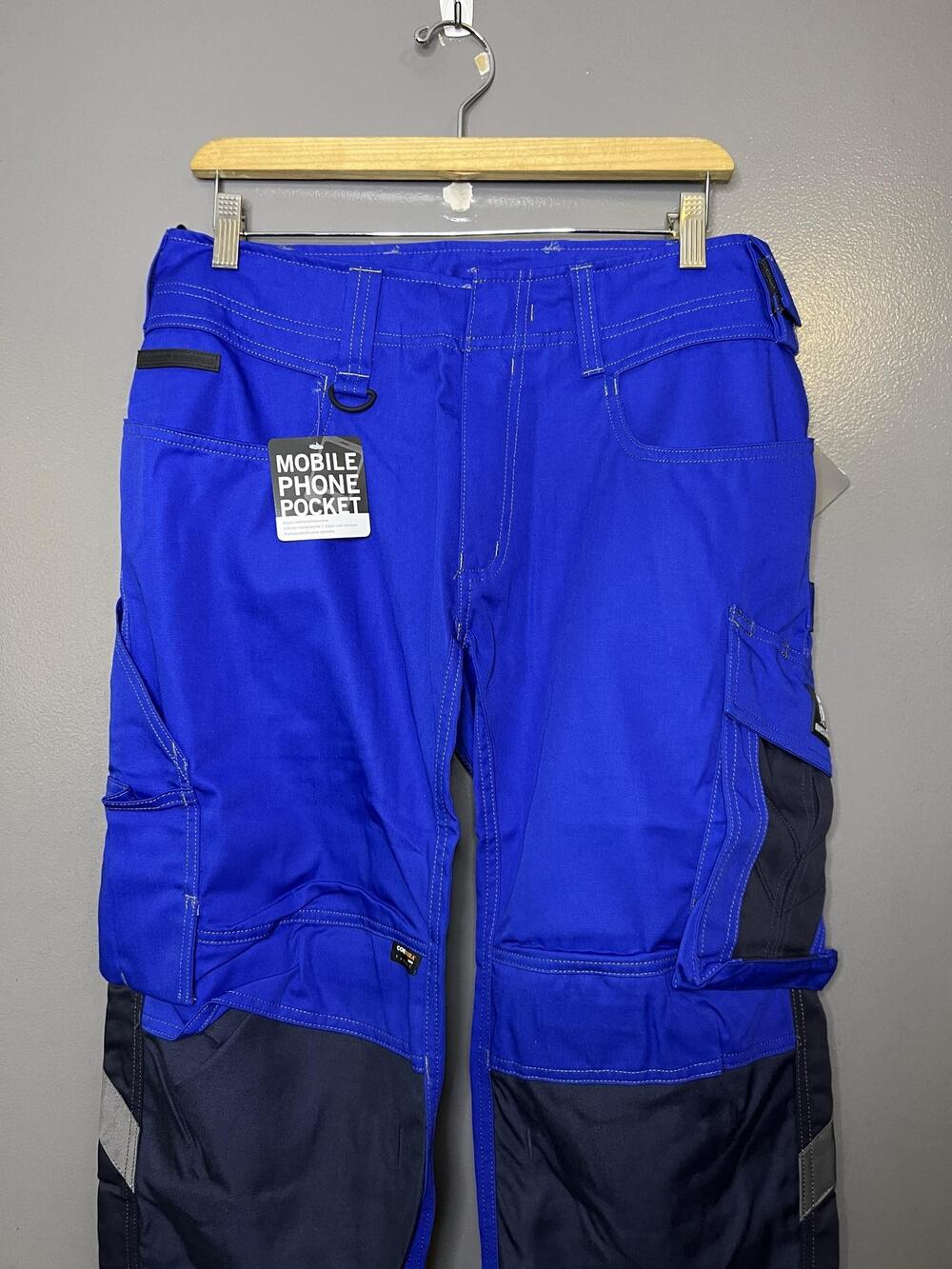 Mascot Cargo Pants Mens 33x32 Blue Mannheim Reflective Workwear 12679-442-11010